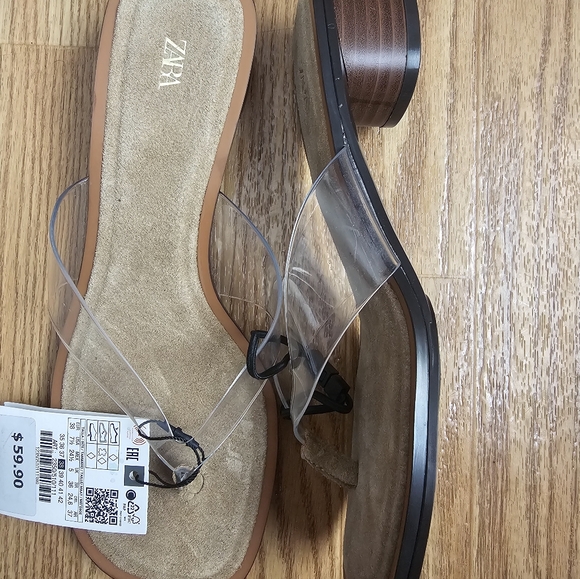 ZARA Clear Strap Brown Sole Sandals Women’s Size 7.5 US / 38 EUR - Picture 3 of 6